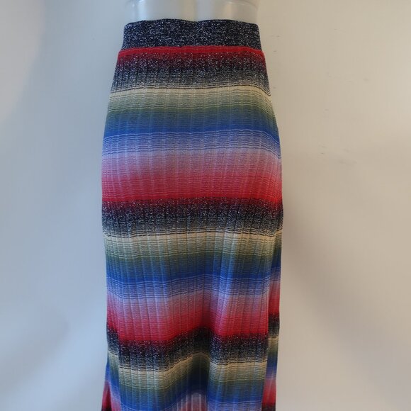 Womens Zara Limited Edition Multicolor Striped Metallic Midi Skirt XS - Picture 10 of 12
